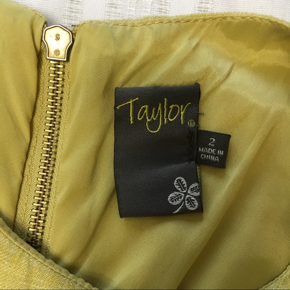 Nordstrom Taylor Linen Citron Green Dress, sz 2 - Picture 2 of 8